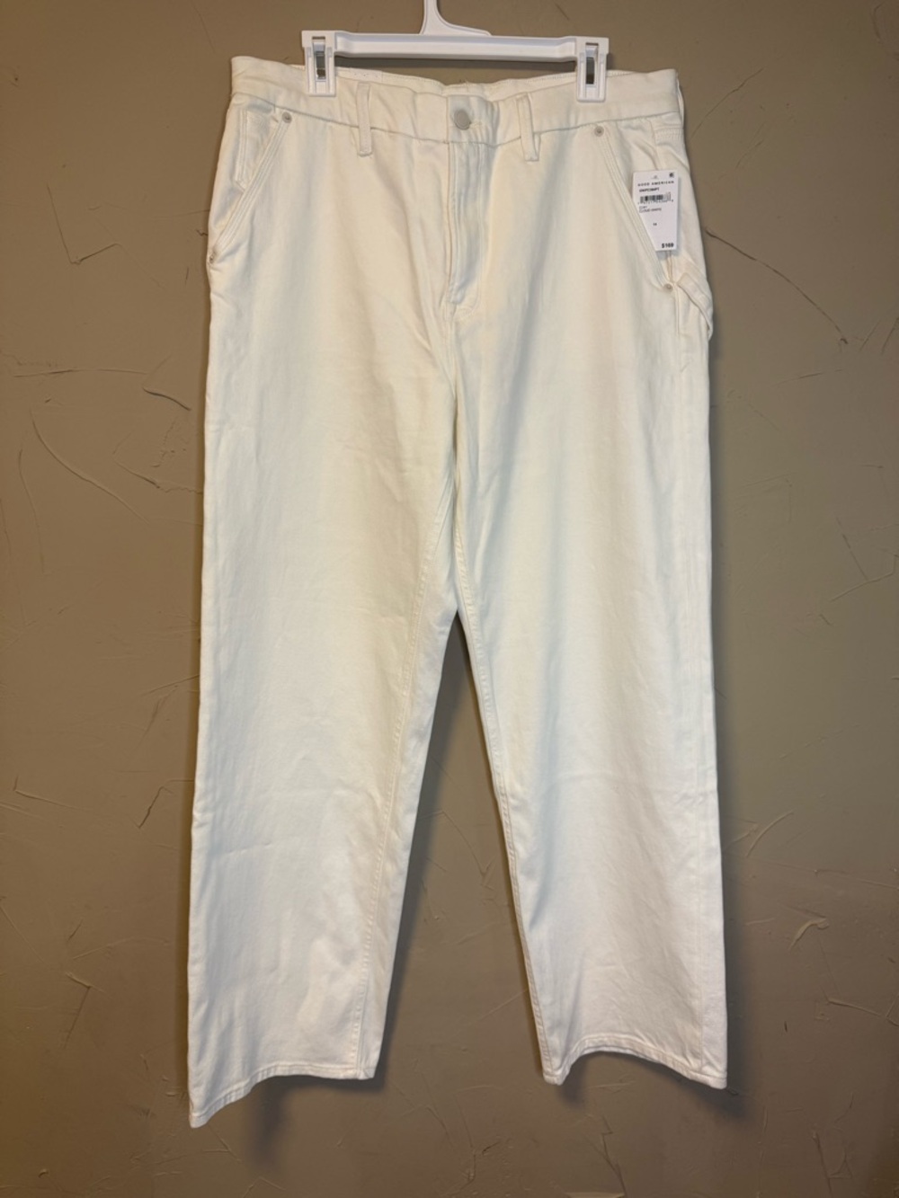 Good American Petite 90s Relaxed Wide Straight Jeans Cloud White Sz 14/32 - Picture 12 of 13